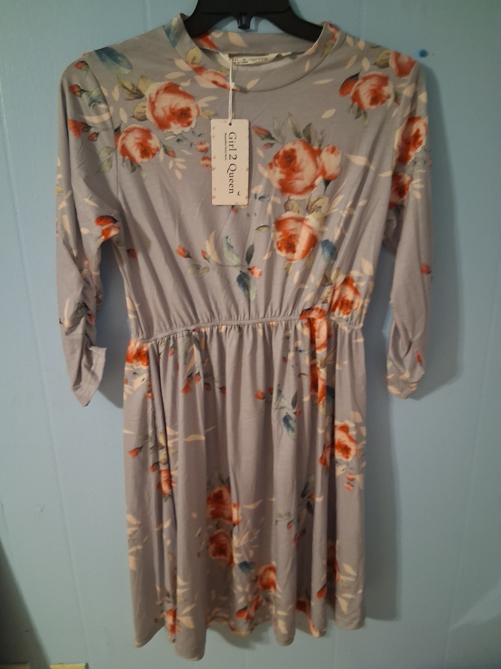 Lavender Floral Kids Dress with Orange Rose Print